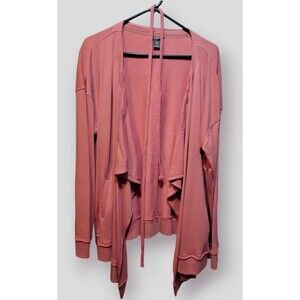 Eddie Bauer Sweater XL Medium Pink Cardigan Long Relaxed Fit Open Front Womens